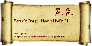 Petényi Hannibál névjegykártya